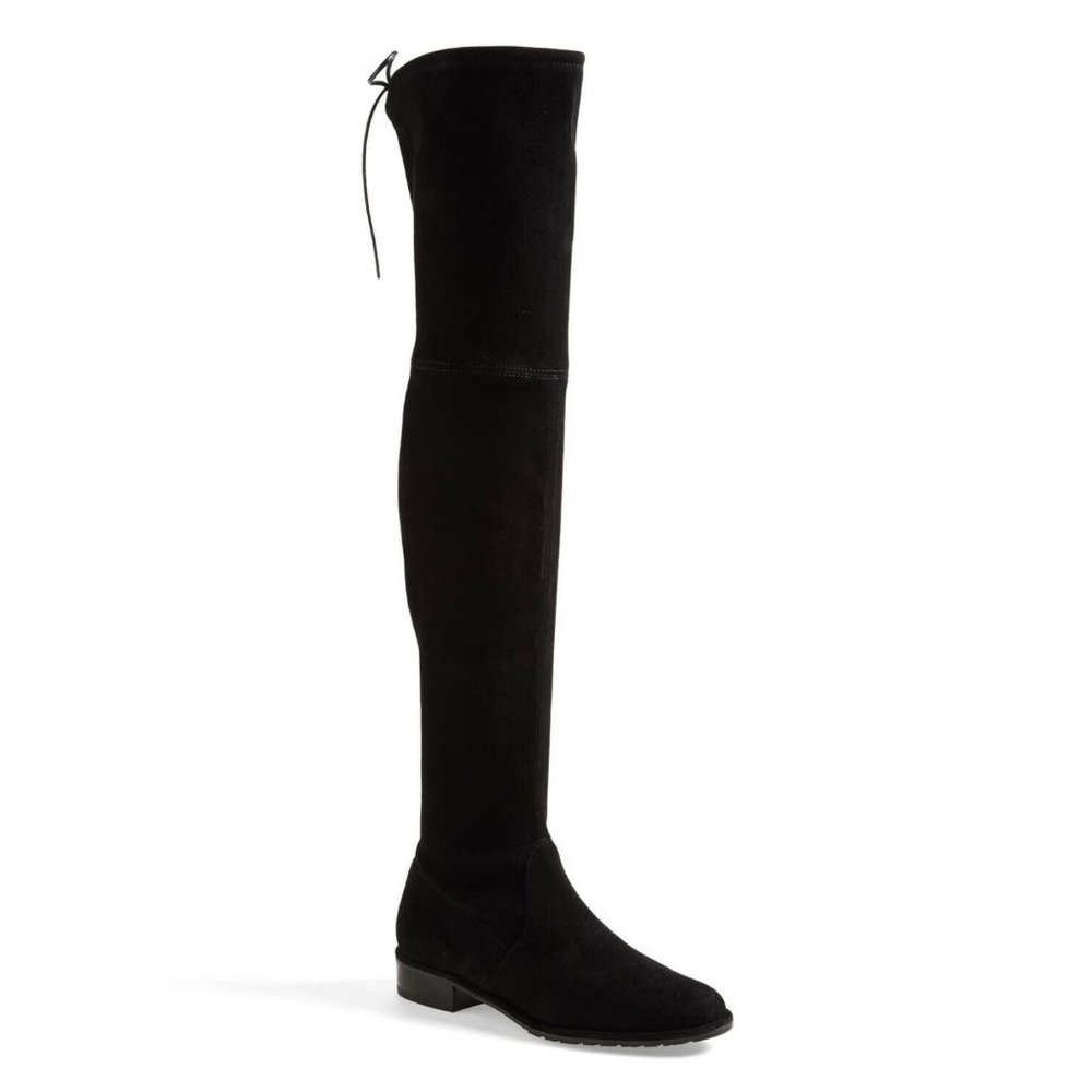 CELEBS $1050 STUART WEITZMAN LOWLAND Over the Knee Boot SUEDE BLACK 7.5 (PA31)
